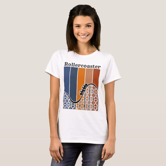 Summer Vacation Riding the Rollercoaster Retro T-Shirt (Front Full)