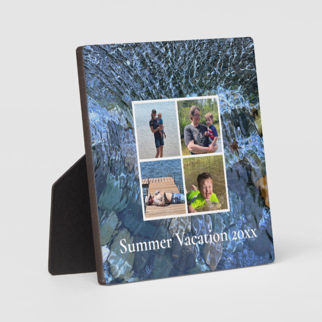 Summer vacation rippling water ocean lake stones plaque (Front)