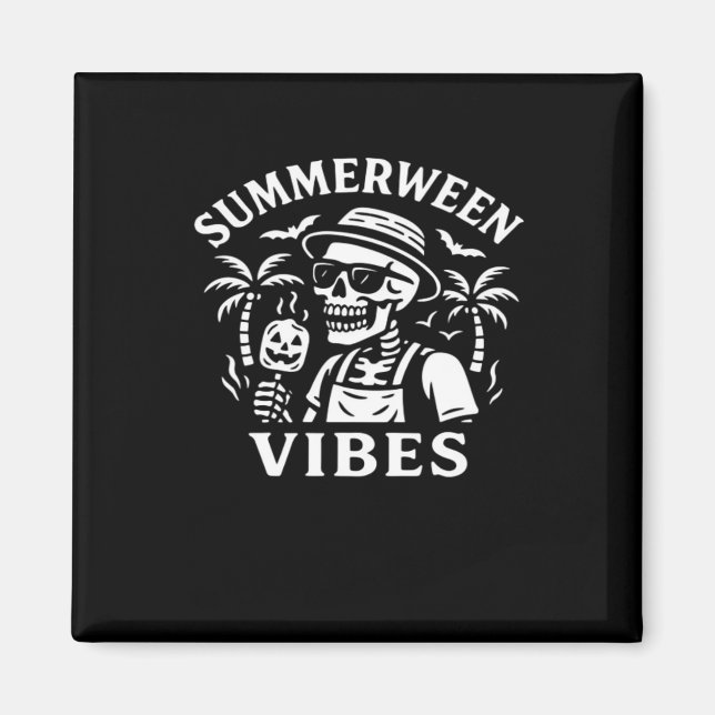 Summer Vacation Summerween Vibes Skeleton Hallowee Magnet (Front)