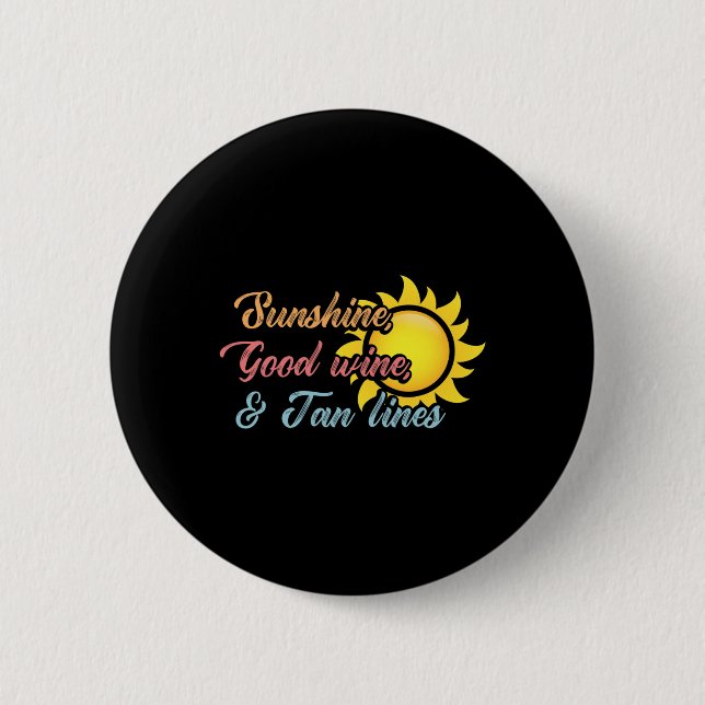 Summer Vacation Sunshine  2 Inch Round Button (Front)