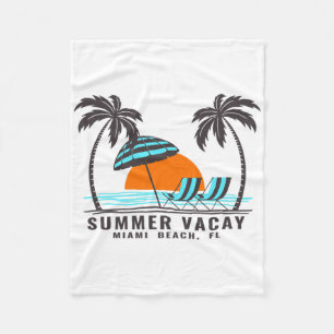 Summer Vacay Miami Beach Florida Usa Beach Vacatio Fleece Blanket