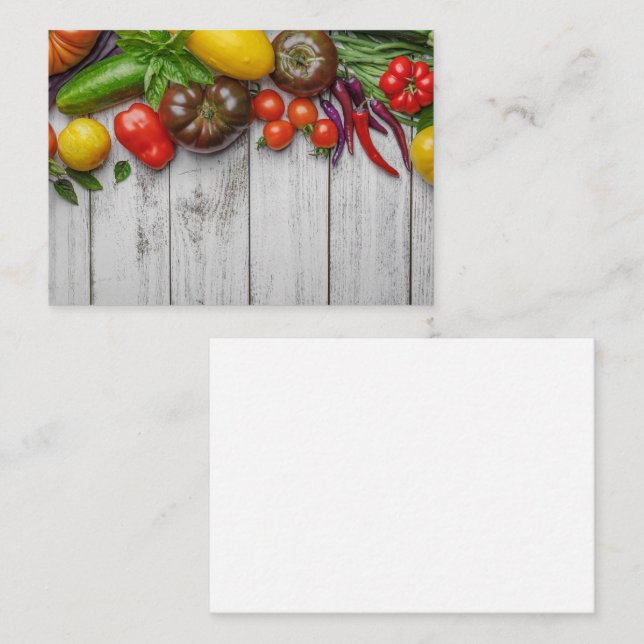 Summer Vegetable Harvest Border Business Card (Front/Back)