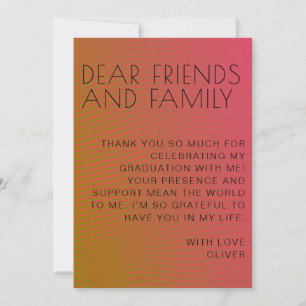Summer vibe graduation parallel warm colour lines thank you card