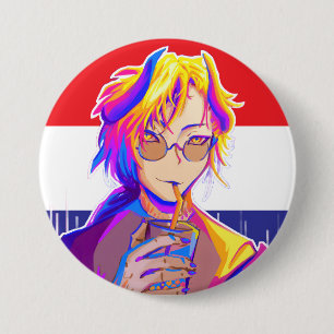 Summer vibe Koningsdag anime 3 Inch Round Button