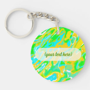 Summer Vibe Marble Texture Liquid Paint Mixture Keychain