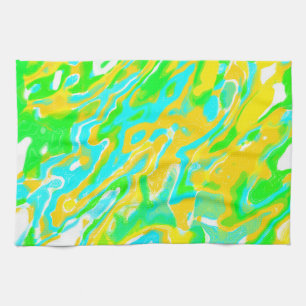 Summer Vibe Marble Texture Liquid Paint Mixture Kitchen Towel