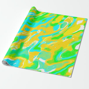 Summer Vibe Marble Texture Liquid Paint Mixture Wrapping Paper