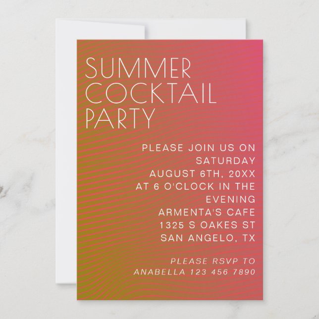 Summer vibe parallel warm colour lines invitation (Front)