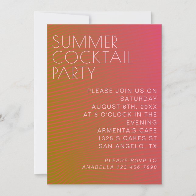 Summer vibe parallel warm colour lines invitation (Front)