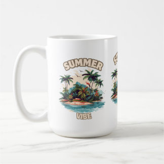 Summer Vibe Tropical Island Illustration Coffee Mug