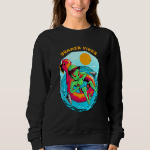 Summer Vibes Alien Resting in the Beach Vacation B Sweatshirt