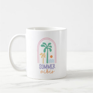 Summer vibes and Palm trees Retro Minimalist Coffee Mug
