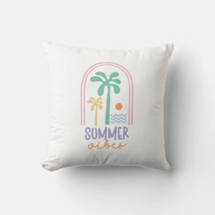 Summer vibes and Palm trees Retro Minimalist Throw Pillow