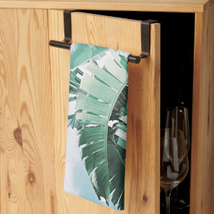 Summer Vibes Banana Leaves Pale Green Kitchen Towel