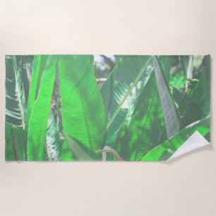 Summer Vibes Banana Tree Leaves Pale Green Pastel Beach Towel