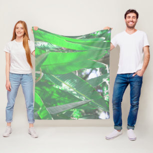 Summer Vibes Banana Tree Leaves Pale Green Pastel Fleece Blanket