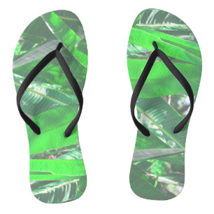 Summer Vibes Banana Tree Leaves Pale Green Pastel Flip Flops