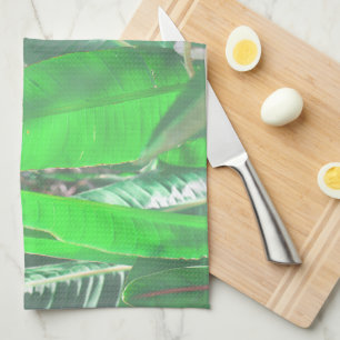 Summer Vibes Banana Tree Leaves Pale Green Pastel Kitchen Towel
