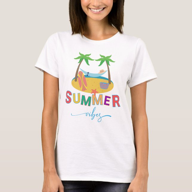Summer Vibes Beach Palm Trees Women's T-Shirt (Front)