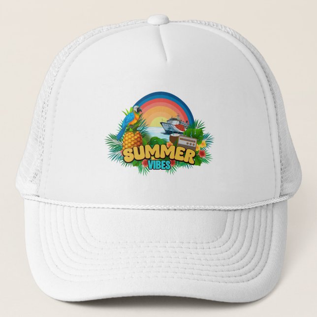 Summer Vibes Beach Trucker Hat (Front)