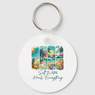 Summer Vibes Beach Vacation Salt Water Heals Every Keychain