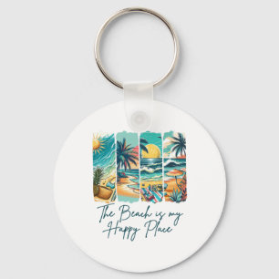 Summer Vibes Beach Vacation The Beach Is My Happy Keychain