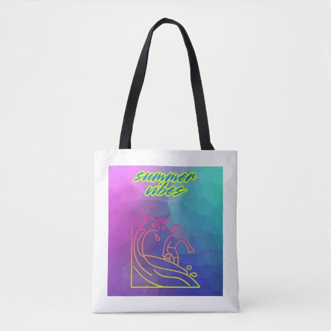 Summer vibes boy surfing  tote bag (Front)