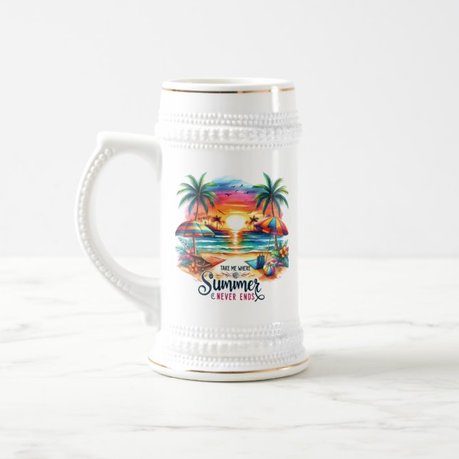 Summer Vibes Brushstroke Beach Sunset-34626 Beer Stein (Left)