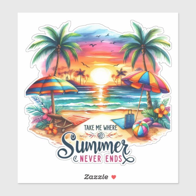 Summer Vibes Brushstroke Beach Sunset-34626 Sticke (Sheet)