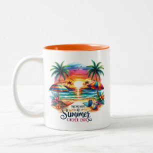 Summer Vibes Brushstroke Beach Sunset-34626 Two-Tone Coffee Mug