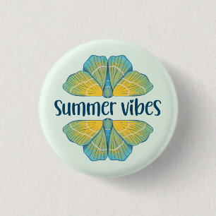 Summer Vibes Butterfly 1 Inch Round Button