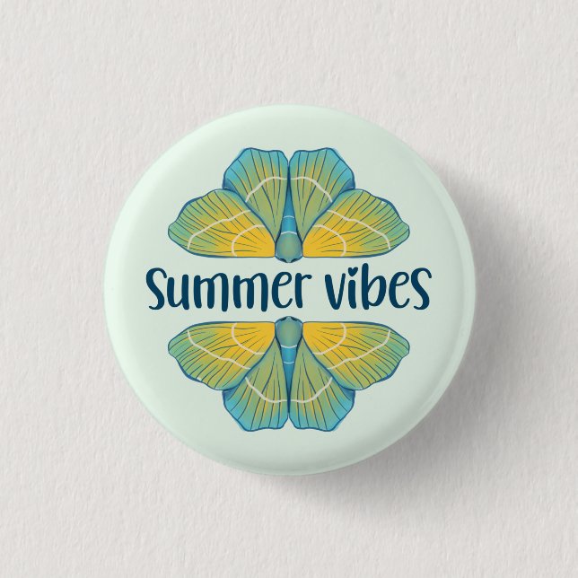 Summer Vibes Butterfly 1 Inch Round Button (Front)
