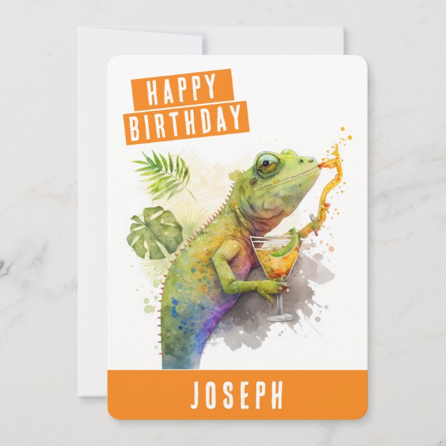 Summer vibes Chameleon Birthday Card (Front)