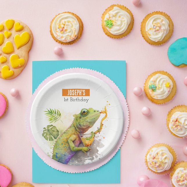 Summer vibes Chameleon -  Birthday Party - Paper Plate (Creator Uploaded)