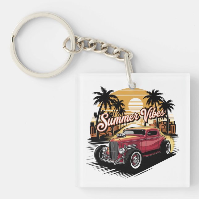 Summer Vibes Classic Car Keychain (Front)