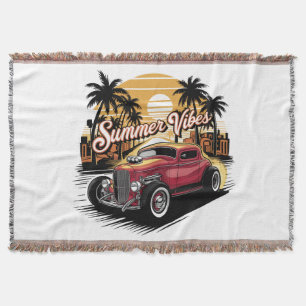Summer Vibes Classic Car Throw Blanket