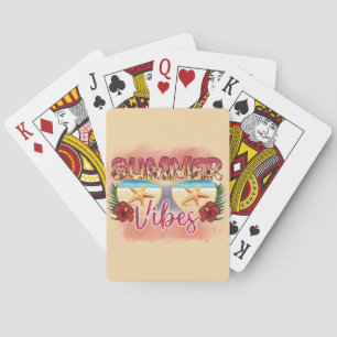 Summer Vibes Coastal Beach Sunglasses Design Playing Cards