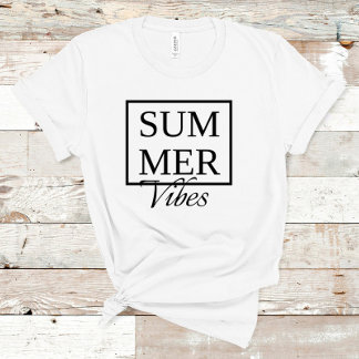 Summer Vibes Cool saying with black text white T-Shirt