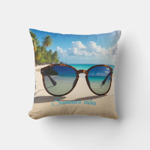 Summer vibes custom text throw pillow