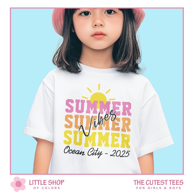 Summer Vibes Customizable Typography Girls T-Shirt (Creator Uploaded)