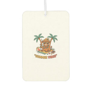 Summer Vibes Cute Highland Cow Beach Vacation Shir Air Freshener