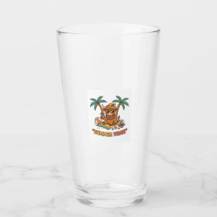 Summer Vibes Cute Highland Cow Beach Vacation Shir Glass