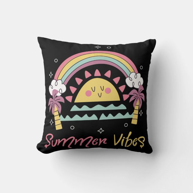 Summer Vibes : Cute Summer Design Outfit Throw Pillow (Front)