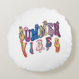 Summer vibes design round pillow