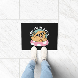 Summer Vibes Dog – Floating Puppy with Sunglasses Doormat