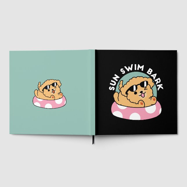 Summer Vibes Dog – Floating Puppy with Sunglasses Guest Book (Full)