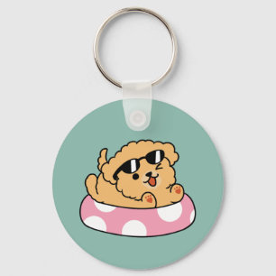 Summer Vibes Dog – Floating Puppy with Sunglasses Keychain
