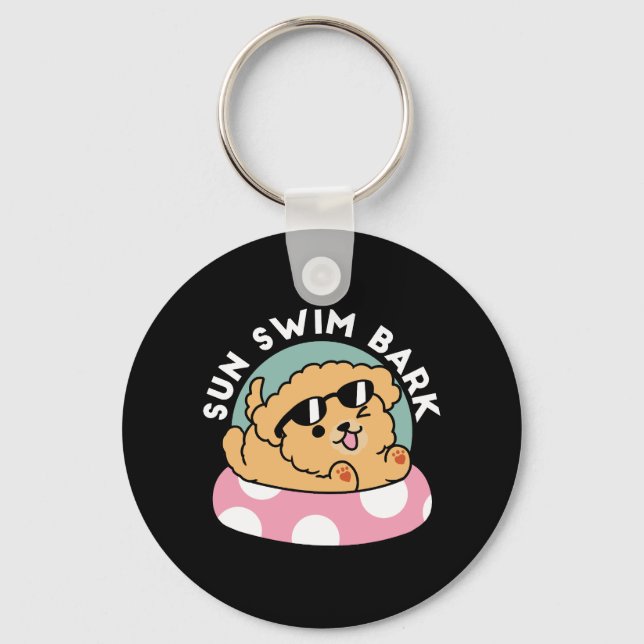Summer Vibes Dog – Floating Puppy with Sunglasses Keychain (Front)
