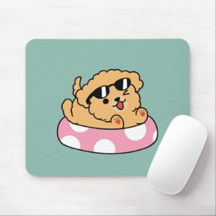 Summer Vibes Dog – Floating Puppy with Sunglasses Mouse Pad