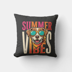 Summer Vibes Dog Sunglasses Throw Pillow